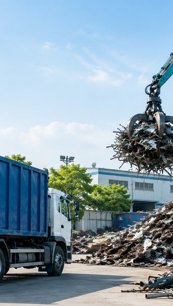 久里浜港岸壁のスクラップヤード